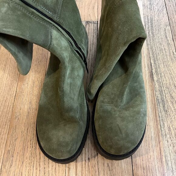 Green sued lug  sole midcalf boots - Picture 2 of 12